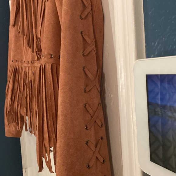 Blush Noir size Large pink suede jacket fringe zip up - Picture 3 of 7